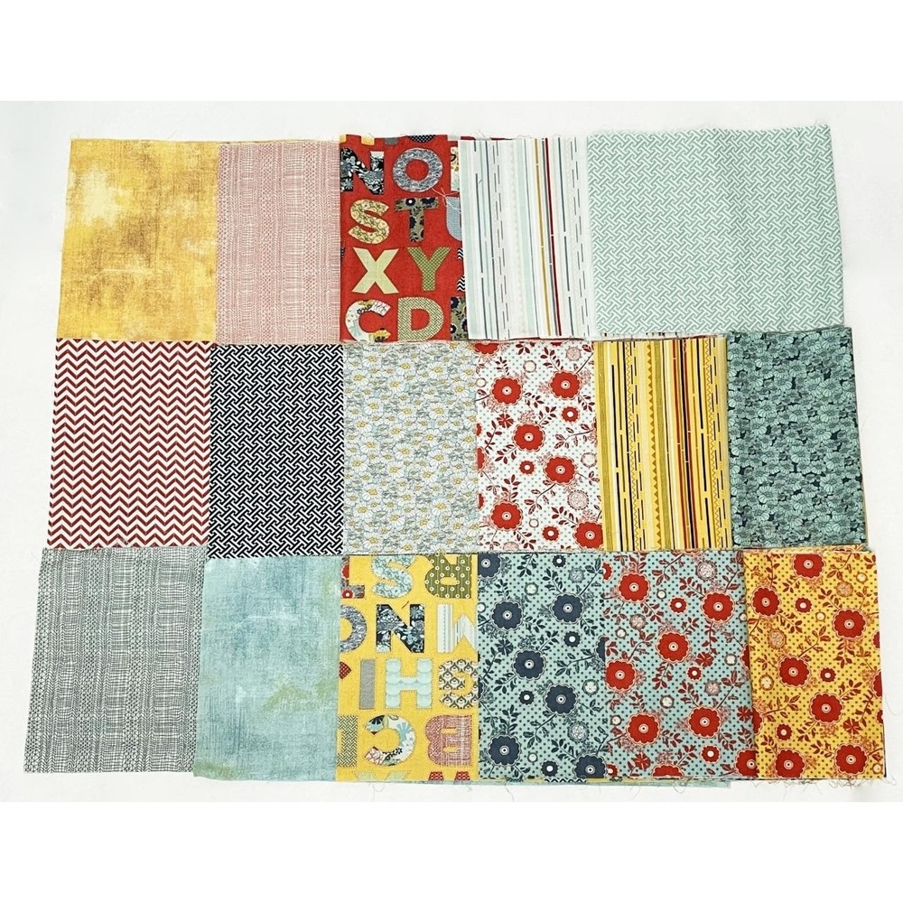 Moda Collection of Summer Picnic Basket Fabrics Blue Red Yellow Floral Geometric